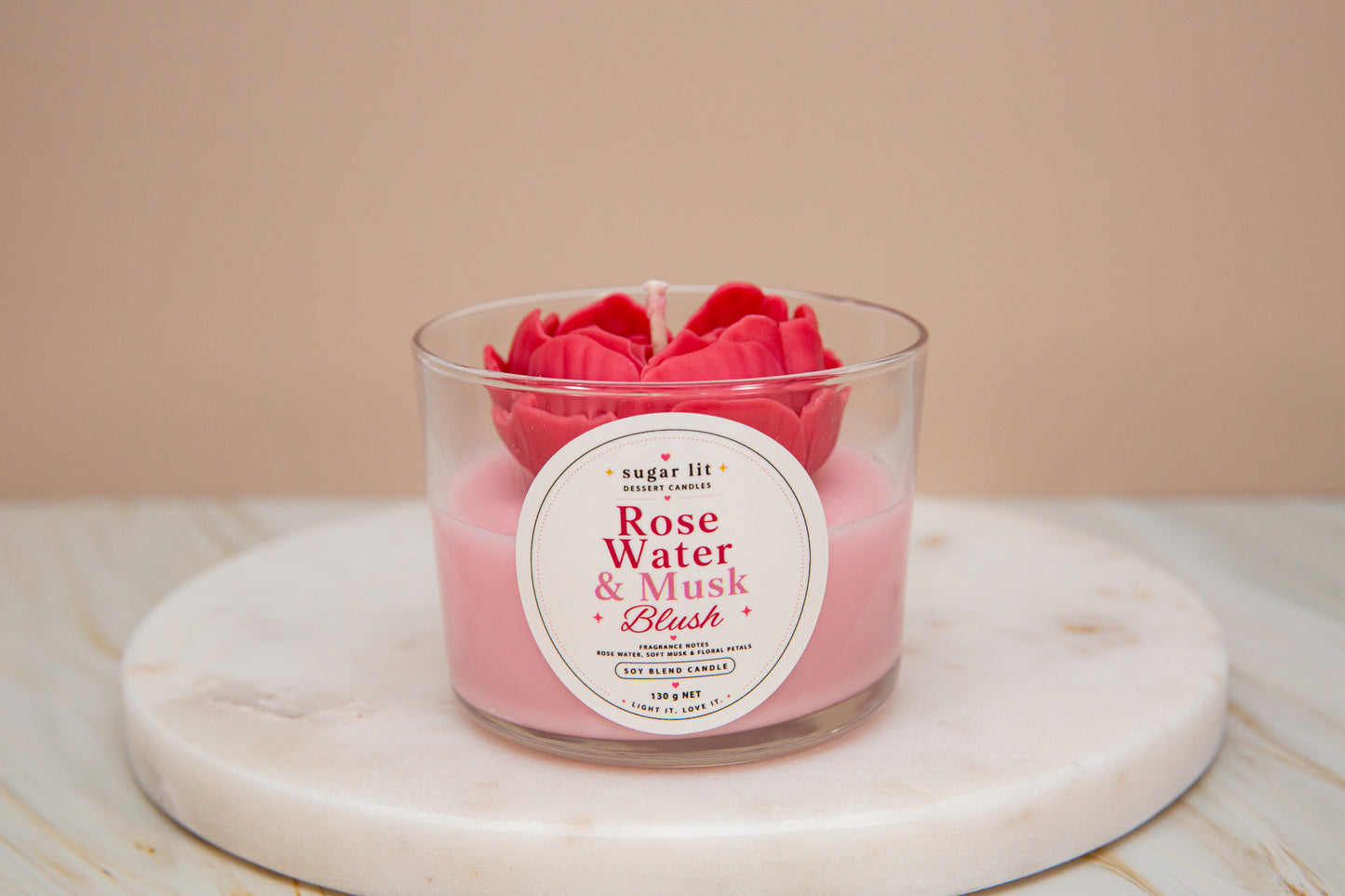 Rose Water & Musk Blush — Floral Candle