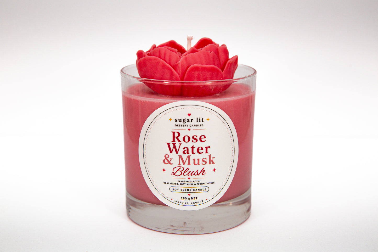Rose Water & Musk Blush — Floral Candle