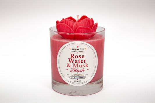 Rose Water & Musk Blush — Floral Candle