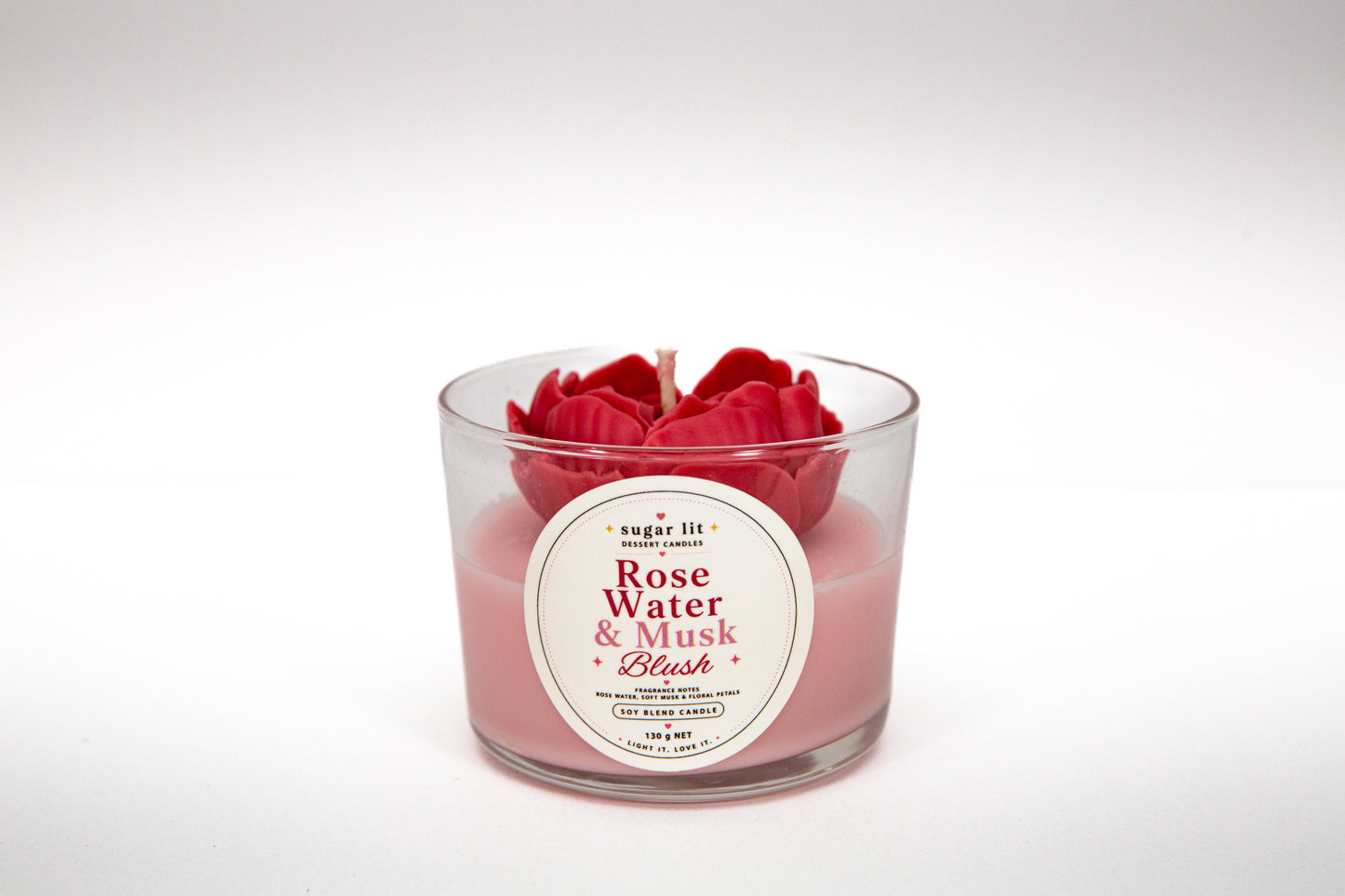 Rose Water & Musk Blush — Floral Candle