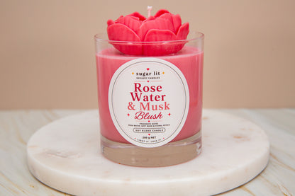 Rose Water & Musk Blush — Floral Candle