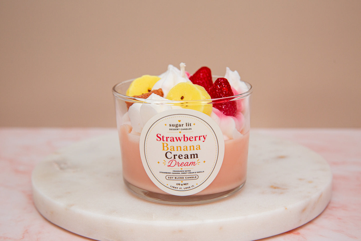Strawberry Banana Cream Dream — Fruity Dessert Candle