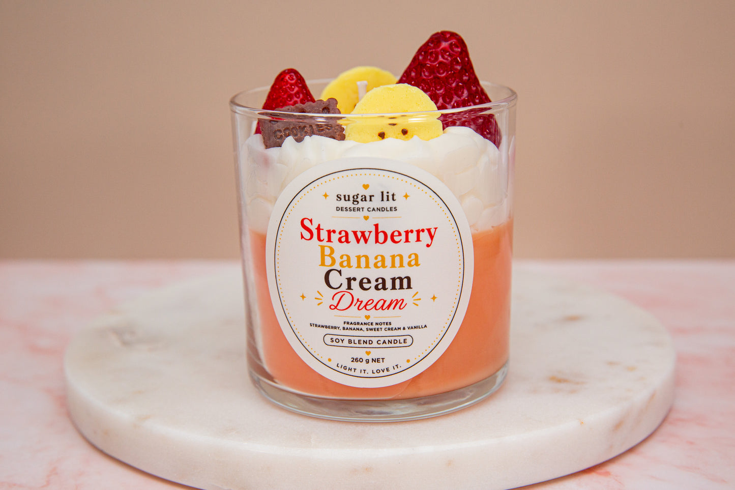 Strawberry Banana Cream Dream — Fruity Dessert Candle