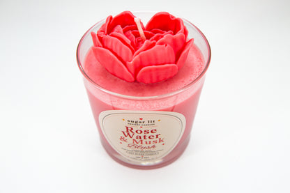 Rose Water & Musk Blush — Floral Candle