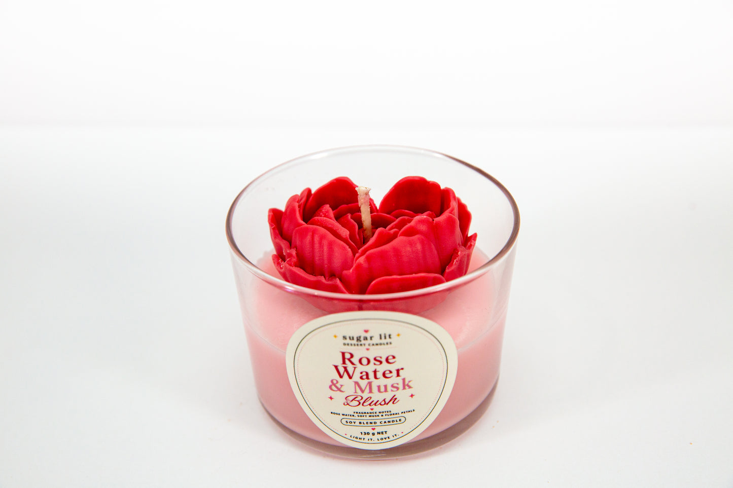 Rose Water & Musk Blush — Floral Candle
