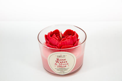 Rose Water & Musk Blush — Floral Candle